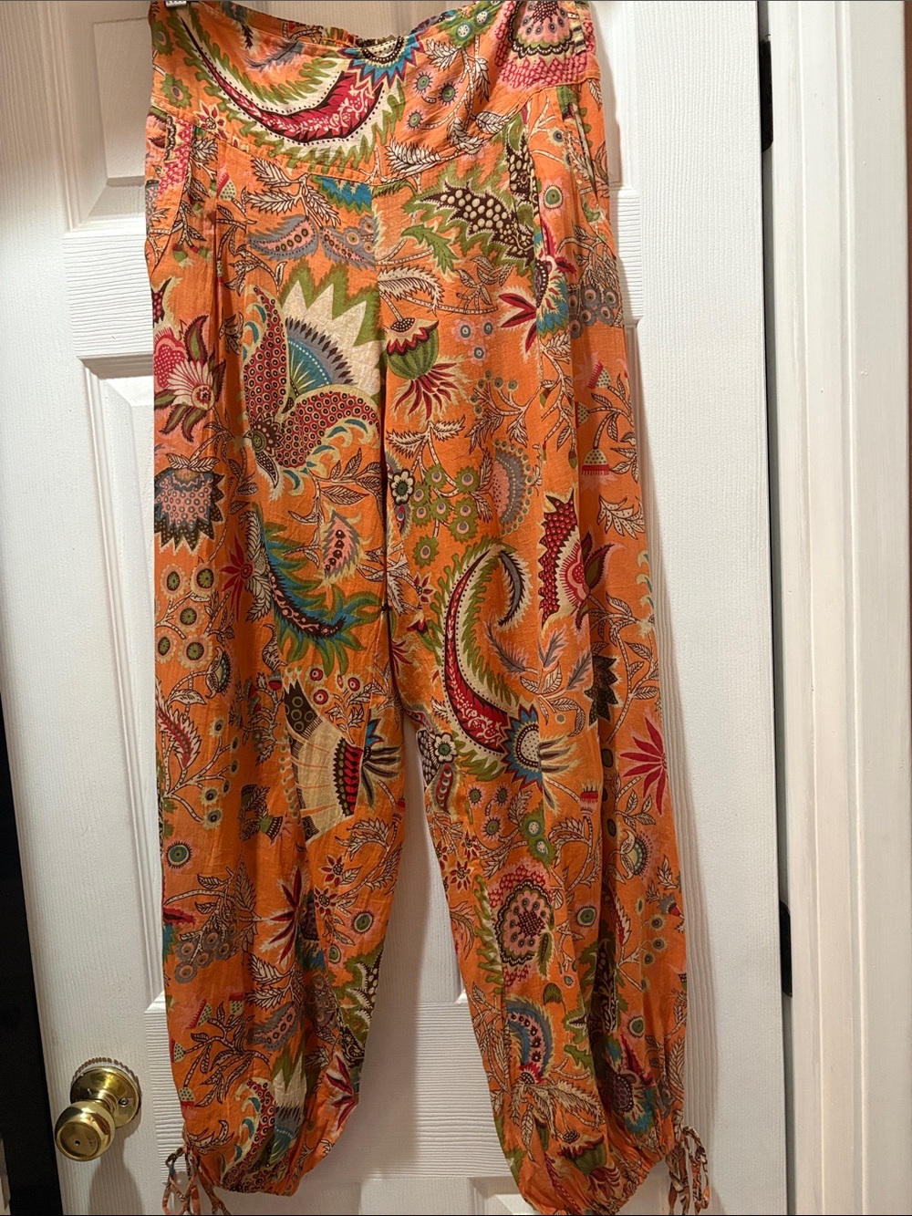 Orange Paisley Wide-Leg Women’s Pants